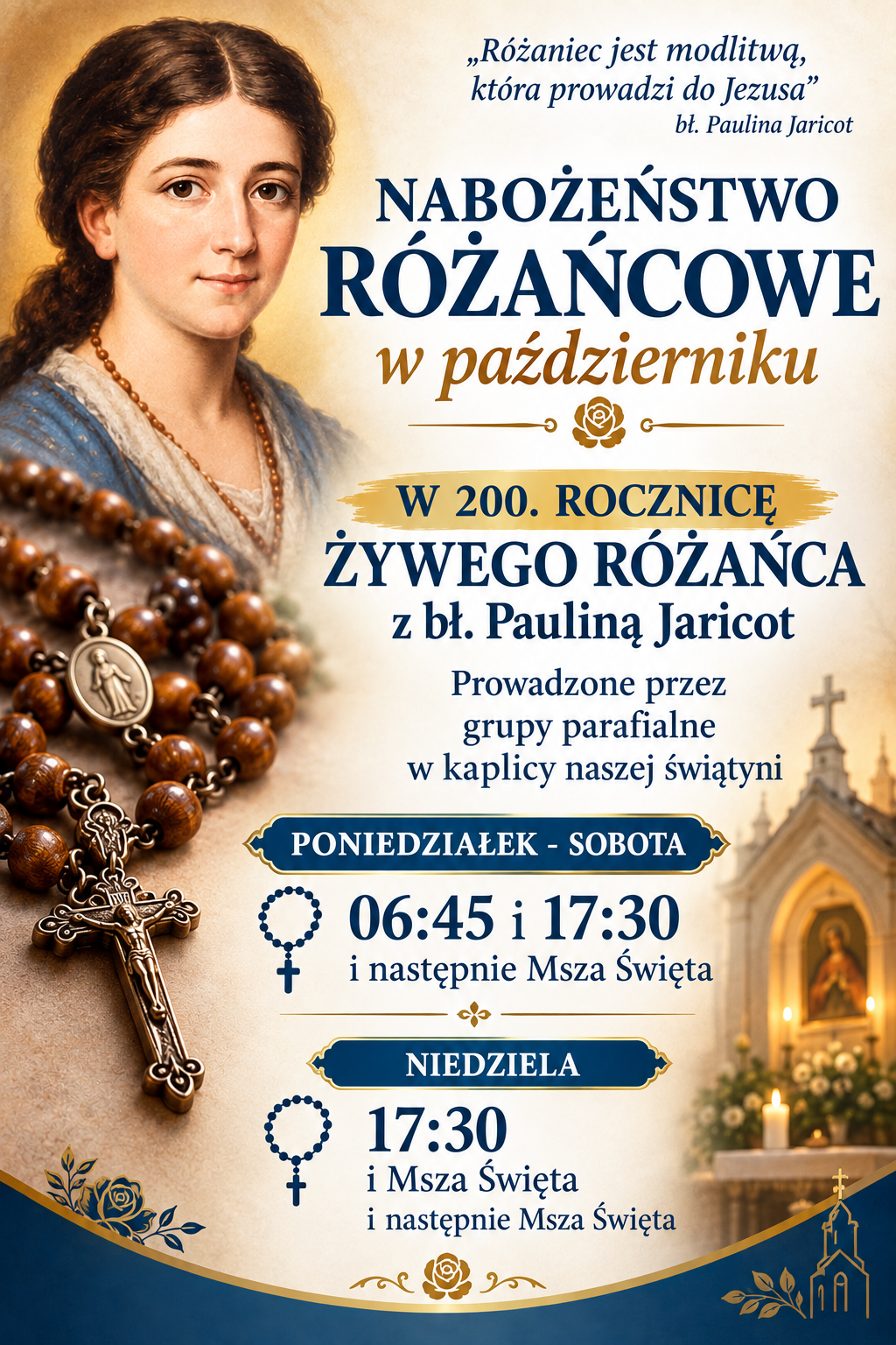 🌹 ZAPRASZAMY NA WSPÓLNĄ MODLITWĘ RÓŻAŃCOWĄ W PAŹDZIERNIKU
