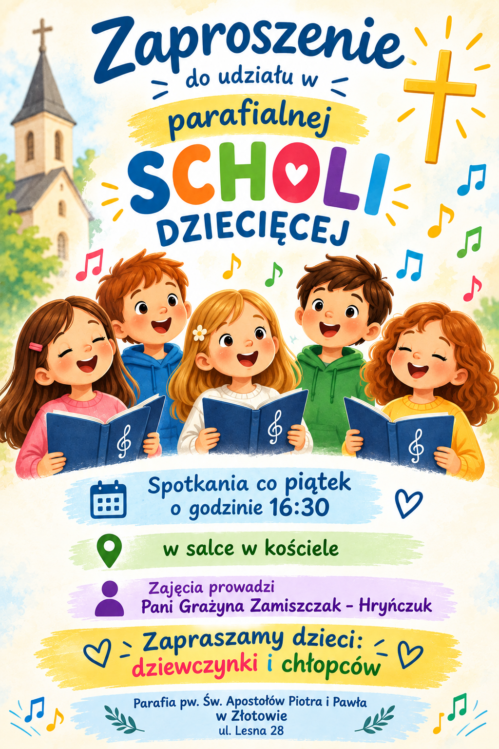 🎶 ZAPRASZAMY DO PARAFIALNEJ SCHOLI DZIECIĘCEJ! 🎶