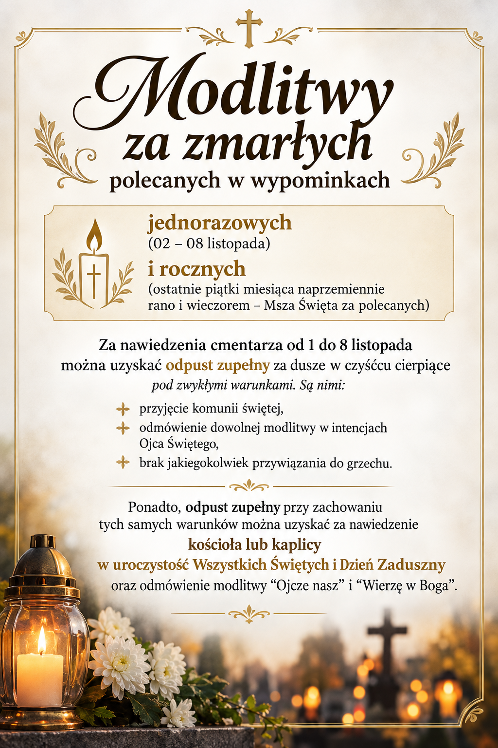 WYPOMINKI ZA ZMARŁYCH – MODLITWA I PAMIĘĆ
